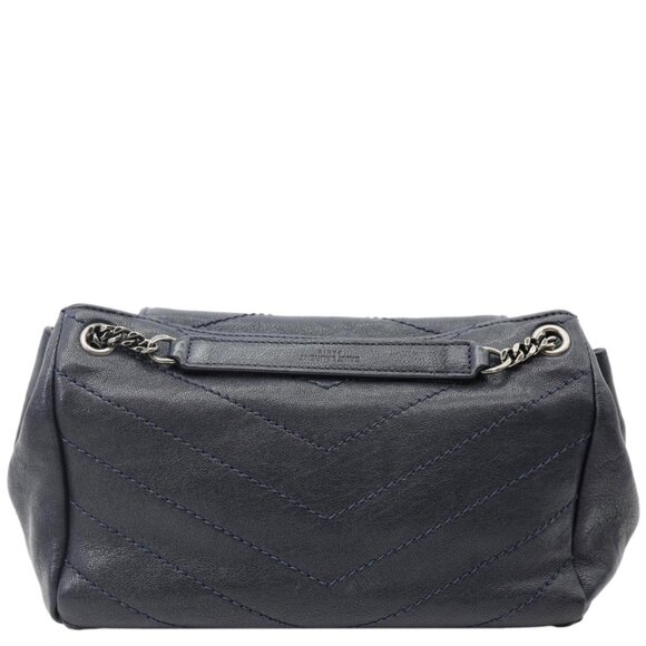 YVES SAINT LAURENT  Vintage Monogram Nolita Chevron Leather Shoulder Bag Navy Bl - Picture 5 of 15